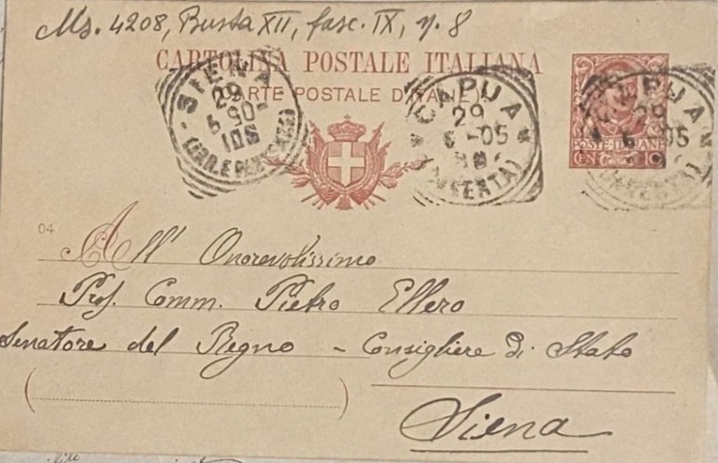 Cartolina indirizzata a Pietro Ellero