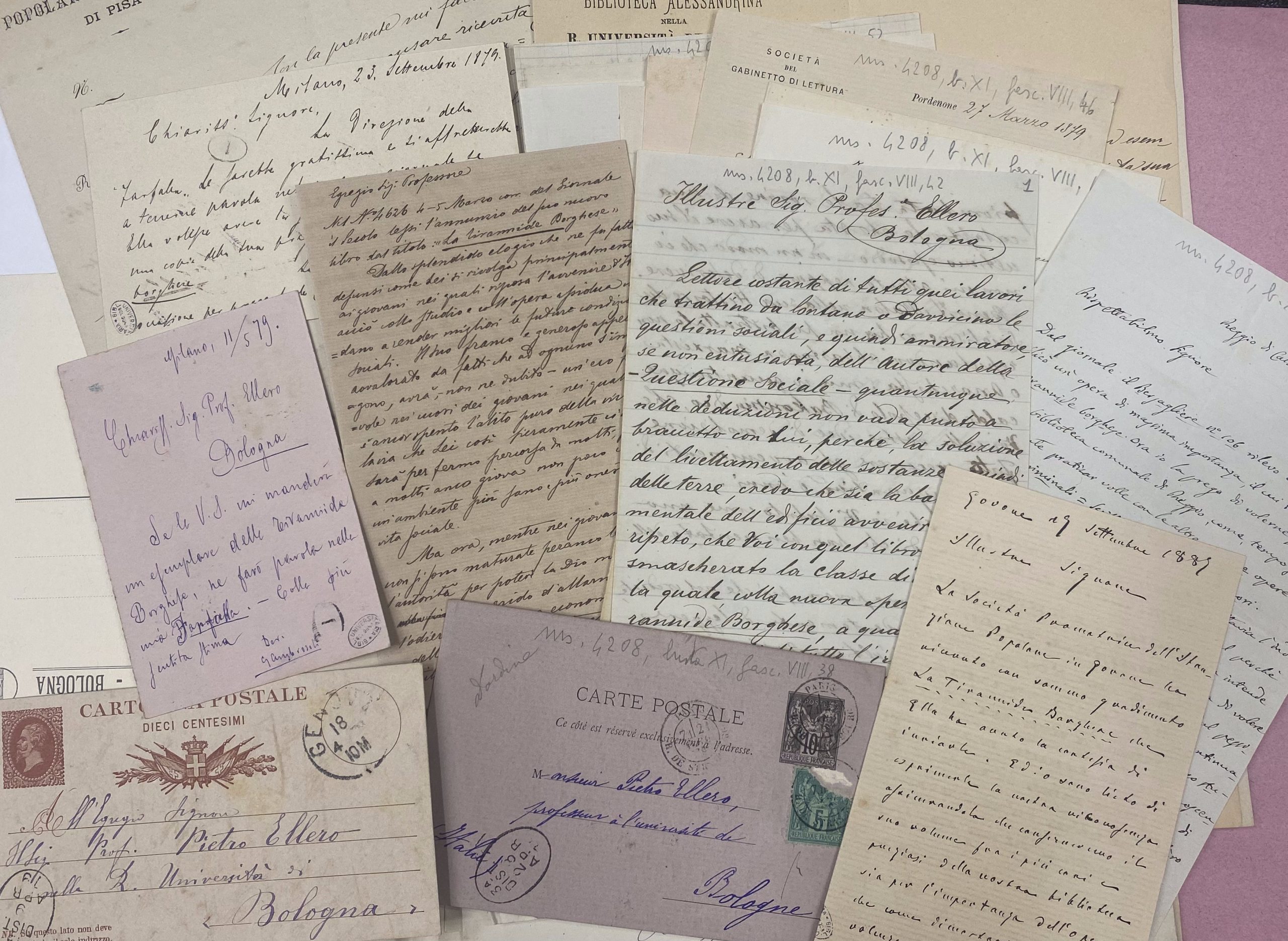 Lettere e cartoline a Pietro Ellero