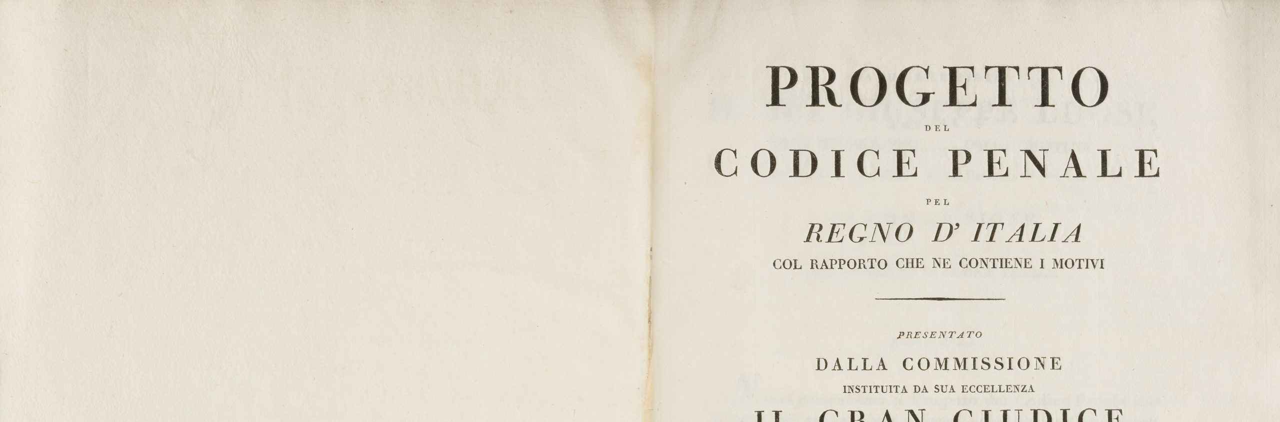 Frontespizio Progetto del Codice penale del Regno d'Italia