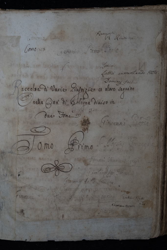 Frontespizio del manoscritto Raccolta di varie giustizie