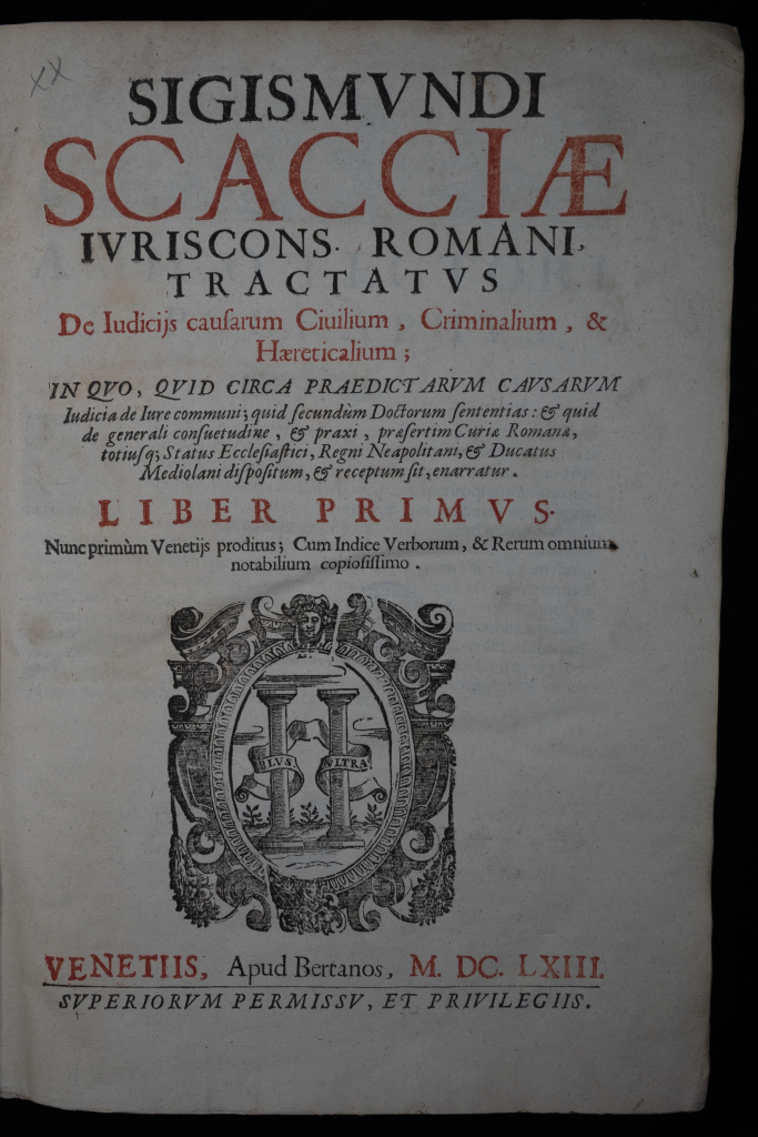 Frontespizio dell'opera di Sigismondo Scaccia