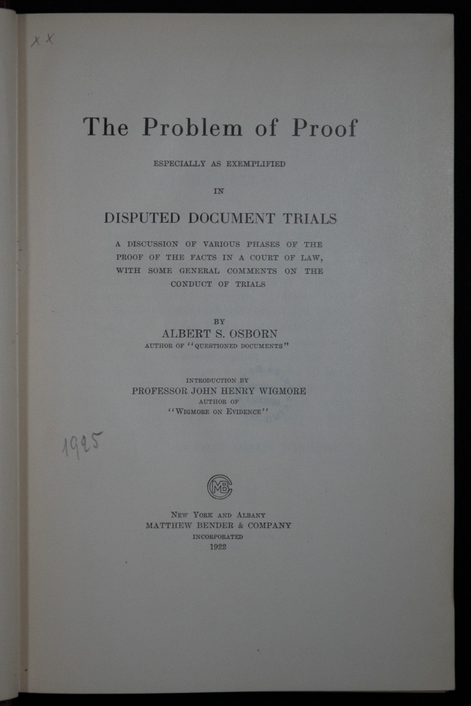 Frontespizio dell'opera The problem of proof