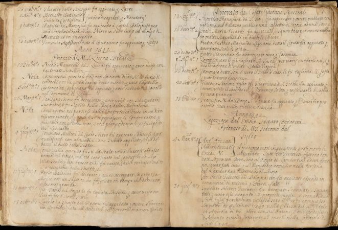 Biblioteca Europa. Scienze giuridiche dell'Università degli studi di Trieste, Marcello Finzi, D.Pb. F.Finzi 1232, «Raccolta di Varie Giustizie et altro seguito nella Città di Bologna diviso in due Tomi» Volume manoscritto dalla biblioteca di Marcello Finzi