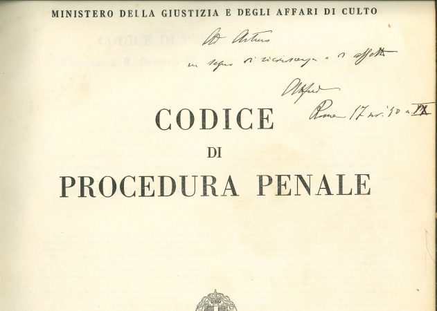 Archivio storico del Senato della Repubblica, Grassi Rocco, subfondo 2 Documenti, serie C - Rocco, UA 2 Codice di procedura penale Codice di Procedura penale dall'archivio Grassi Rocco