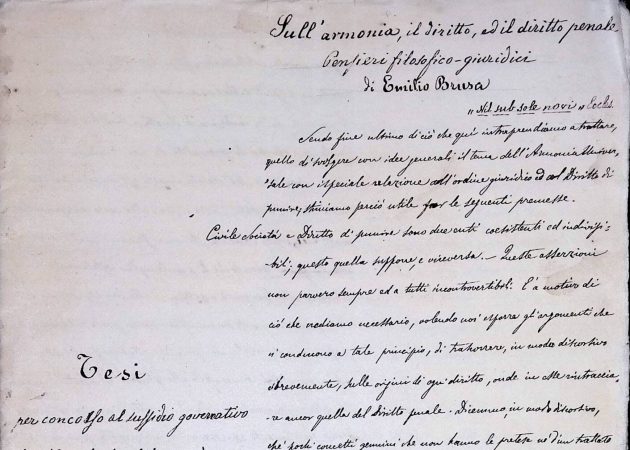 Accademia delle Scienze di Torino, Emilio Brusa, Serie 1. Carte personali e attività istituzionale, BRU.3 «Sull'armonia, il diritto ed il diritto penale. Pensieri filosofico-giuridici di Emilio Brusa» Appunti di Emilio Brusa